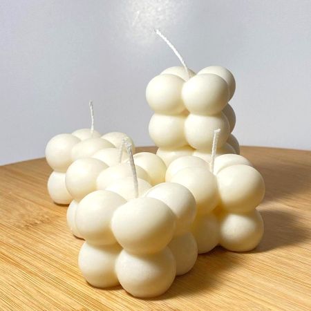 Handmade Soy Wax White Bubble Candle Decor Set of 4